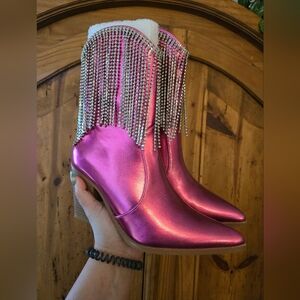 Pink Metallic Women's Ankle Boots